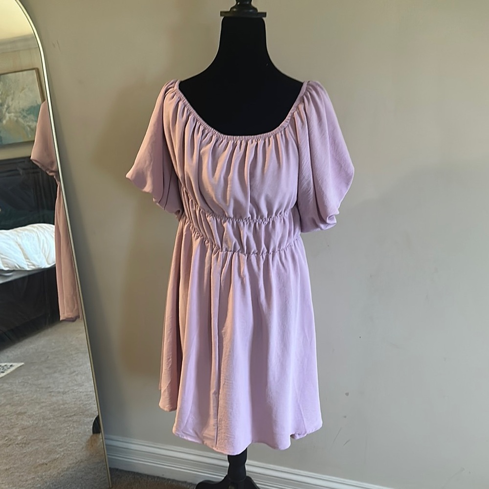 Elegant Lavender Off-Shoulder Dress